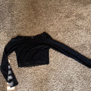 Express black lace crop top